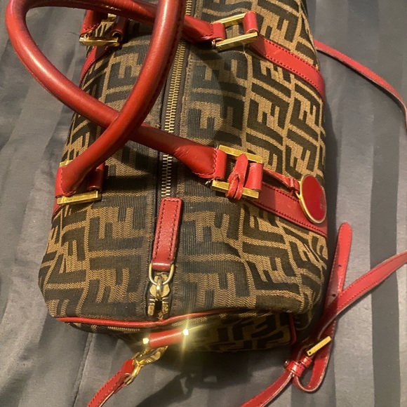 Authentic Fendi zucca pattern 2 way duffle bag red - Picture 2 of 6